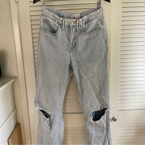 Good American 90s baggie distressed jeans light blue size 2/26